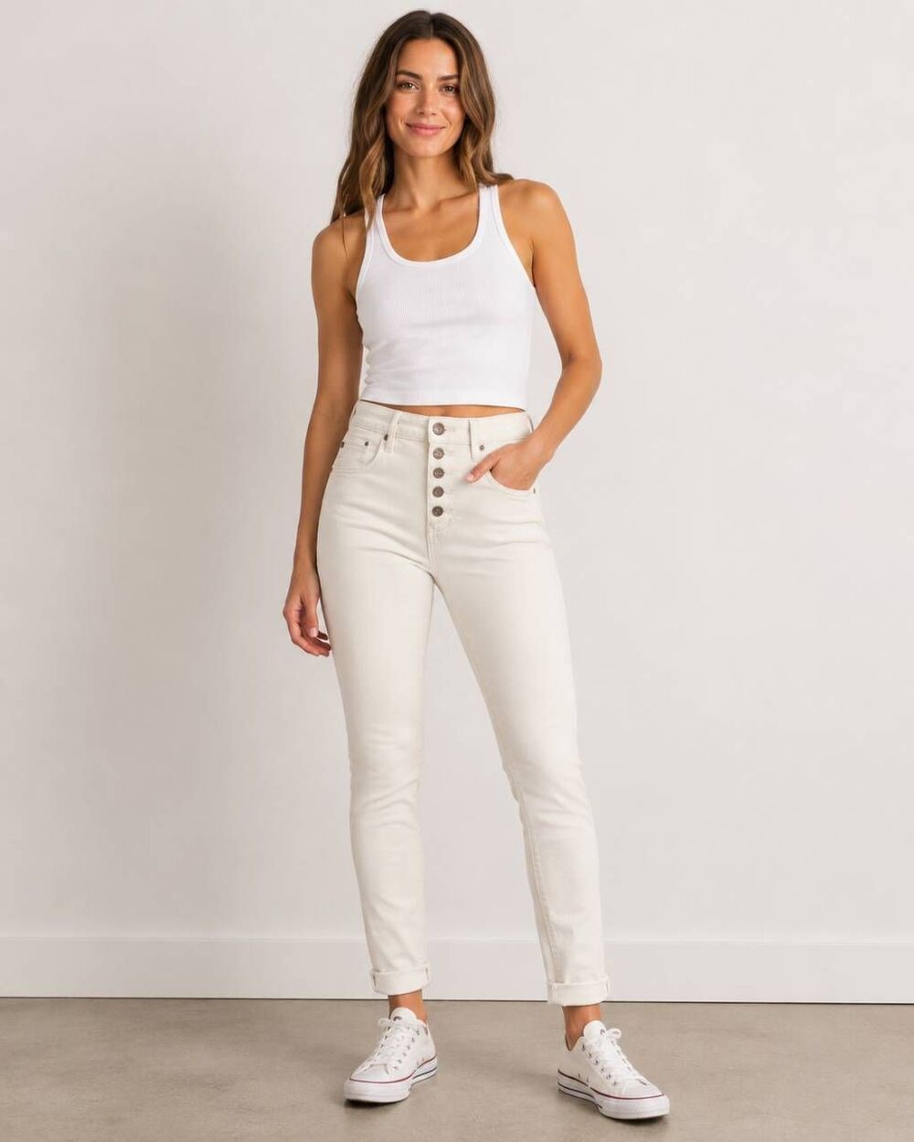 Dear John Olivia Jeans Size 27 Vanilla Ice Super High Rise Skinny Button Fly